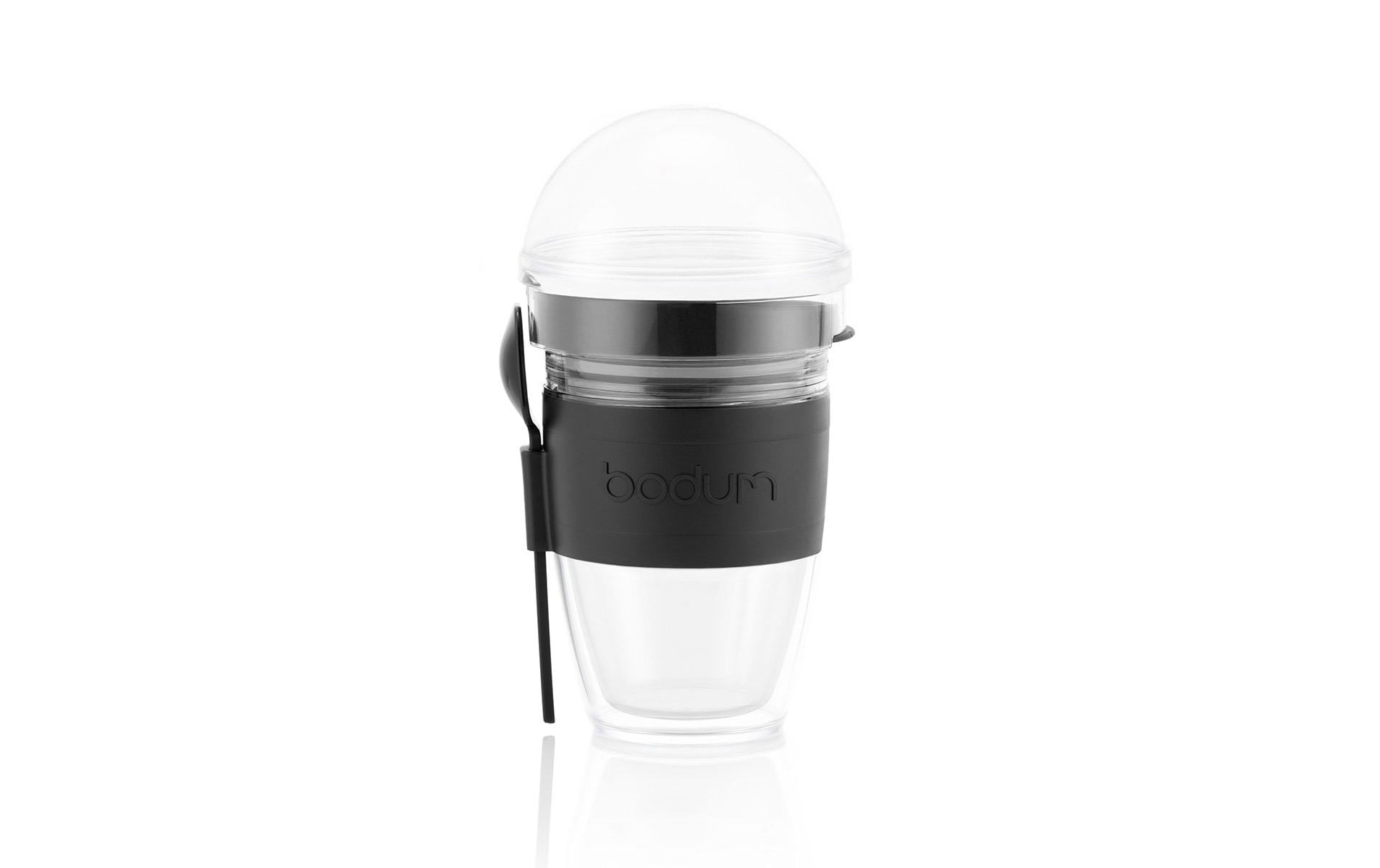 Bodum Joghurtbecher mit Granolabehälter Joycup Schwarz, 0.25 l