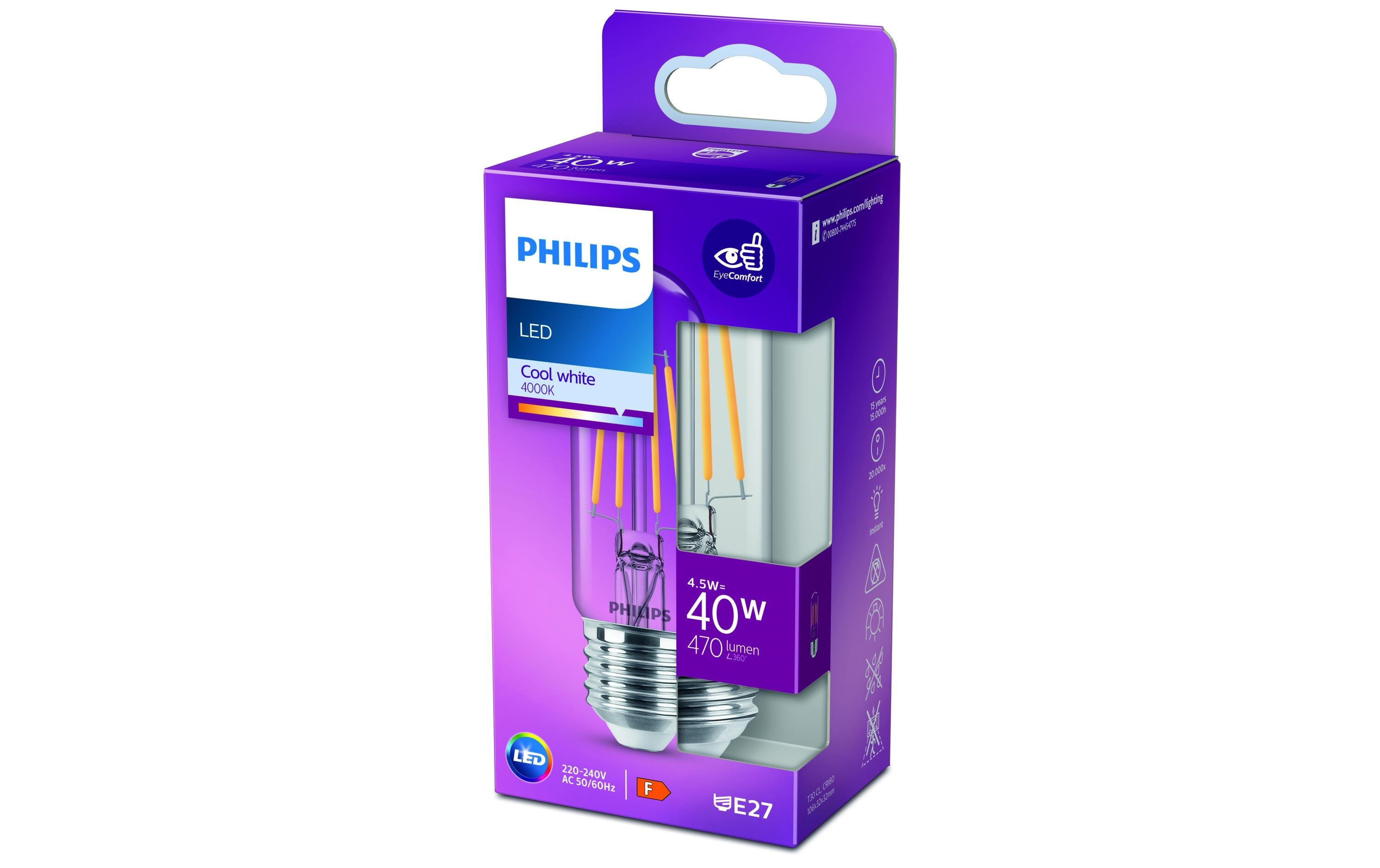 Philips LED T30 Stablampe, E27, Klar, Kaltweiss, nondim, 40W Ersatz