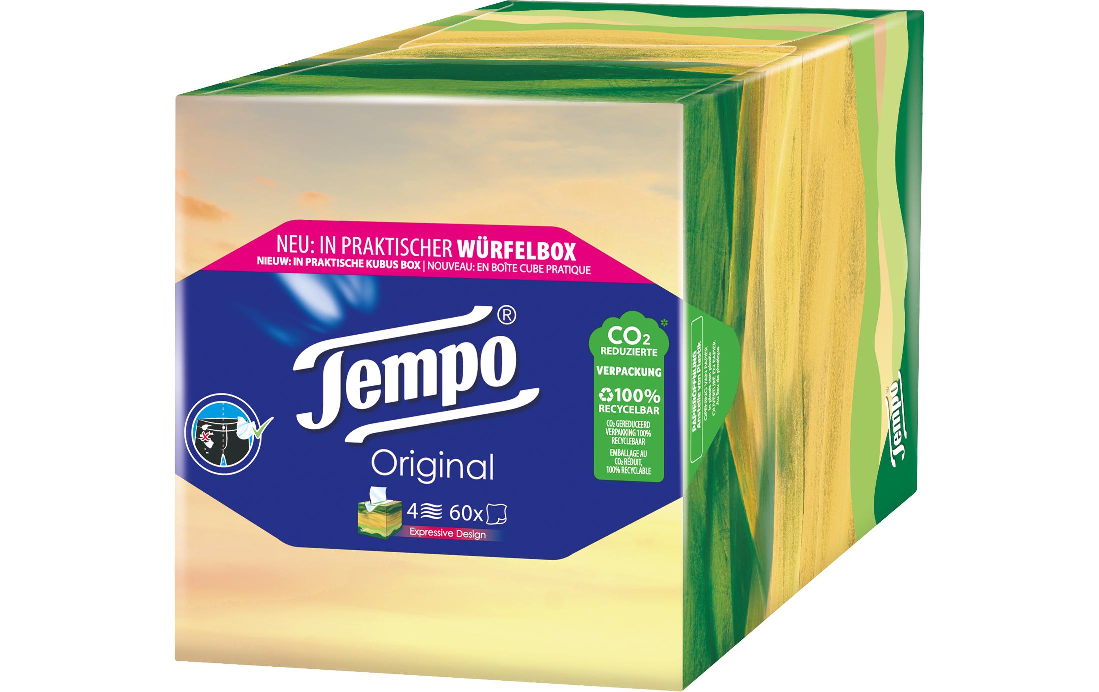 Tempo Taschentücher-Box Original Würfelbox 4-lagig 60 Stück