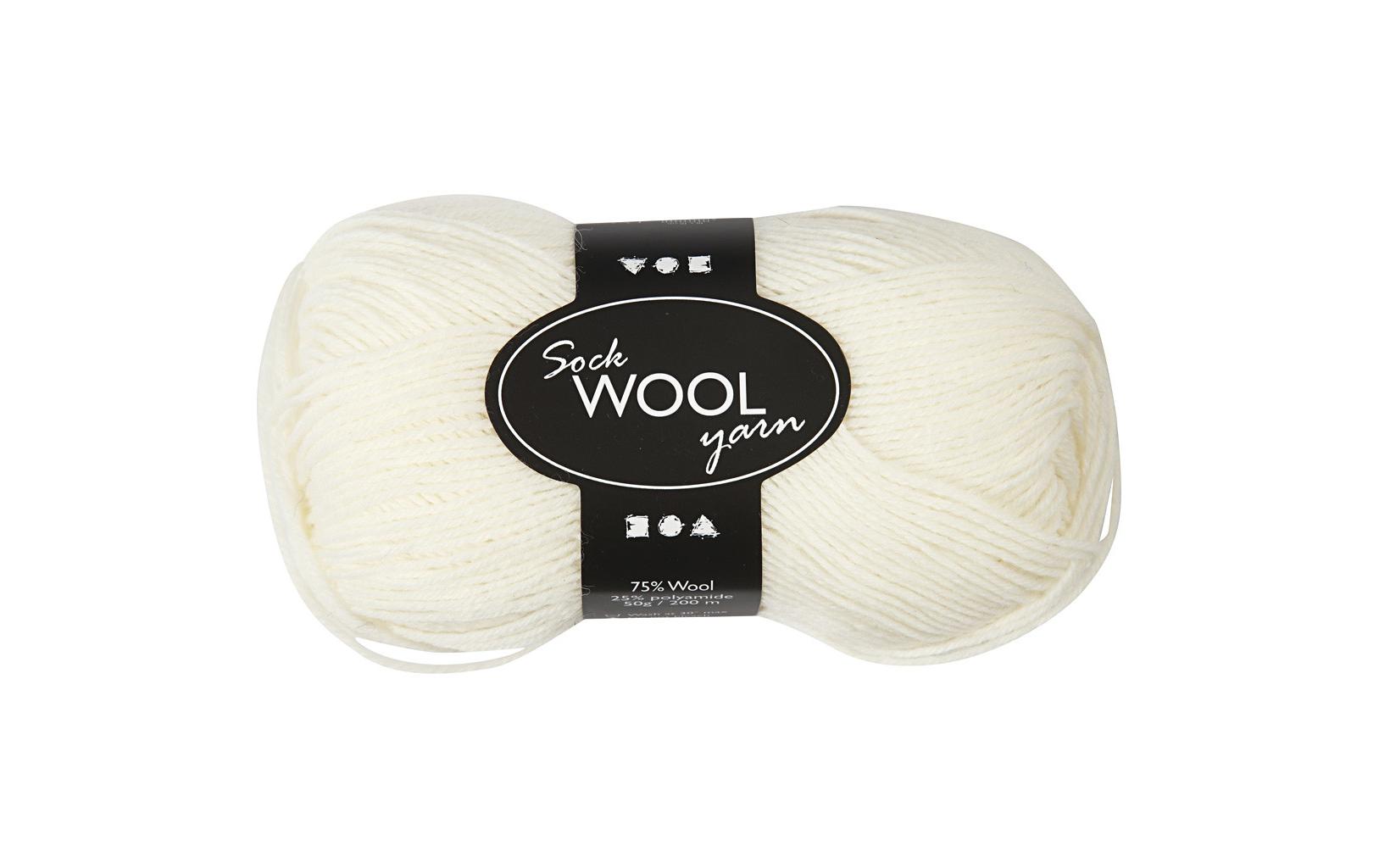 Creativ Company Wolle 50 g für Socken, Weiss Creativ Company Wolle 50 g für Socken, Weiss