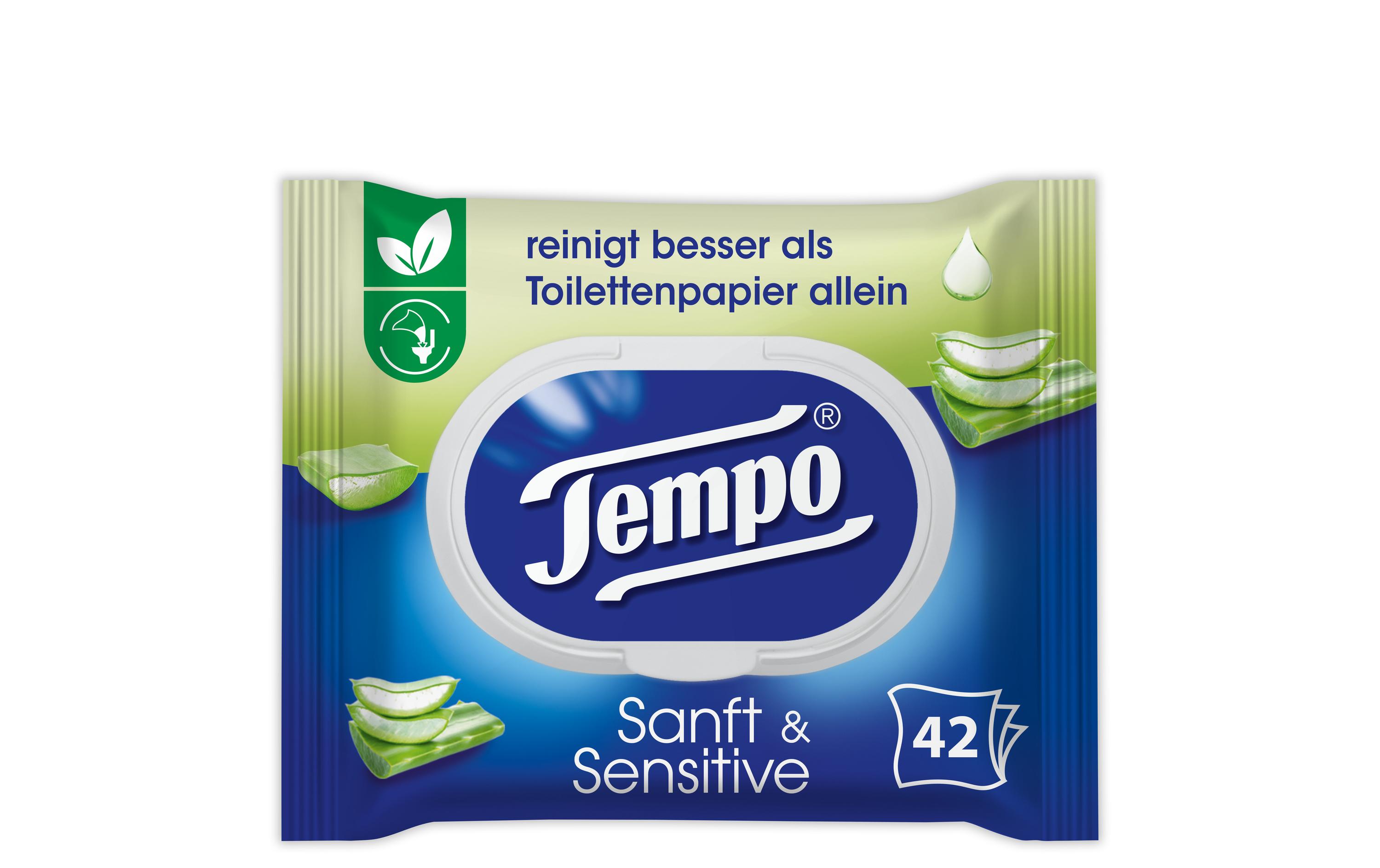 Tempo Feuchttücher sanft & sensitiv Aloe Vera 42 Stück Tempo Feuchttücher sanft & sensitiv Aloe Vera 42 Stück
