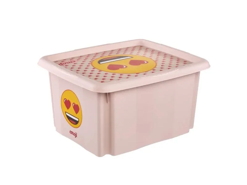 keeeper Karolina Aufbewahrungsbox Kunststoff 30 l Rosa Emoji Hearts keeeper Karolina Aufbewahrungsbox Kunststoff 30 l Rosa Emoji Hearts
