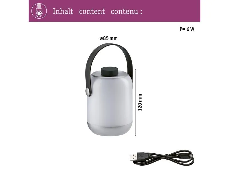 Paulmann Tischleuchte Mobile Clutch, 3000K, Akkubetrieb, Chrom Paulmann Tischleuchte Mobile Clutch, 3000K, Akkubetrieb, Chrom