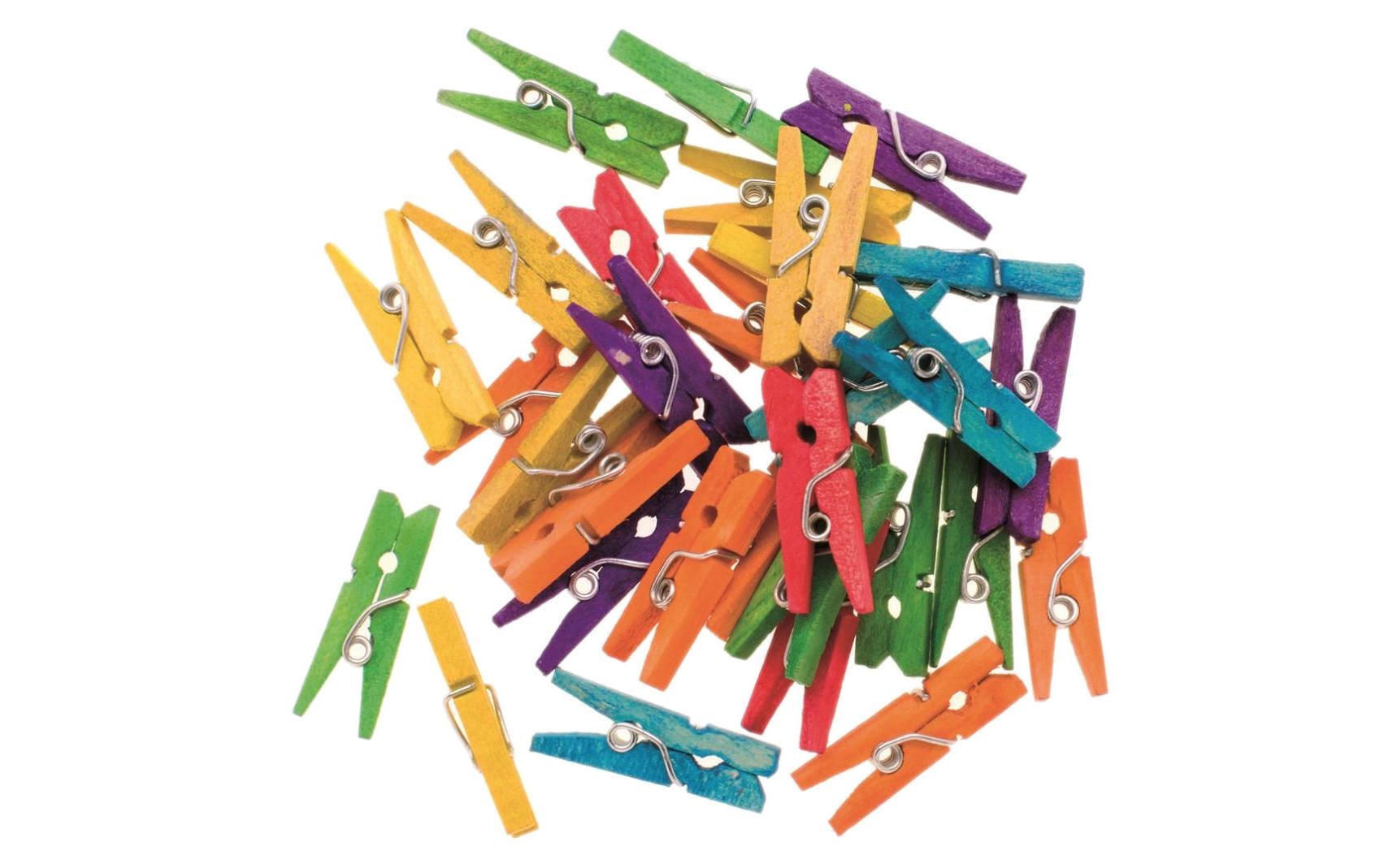 Glorex Holzkleinteile Wäscheklammern, farbig, 30 Stück