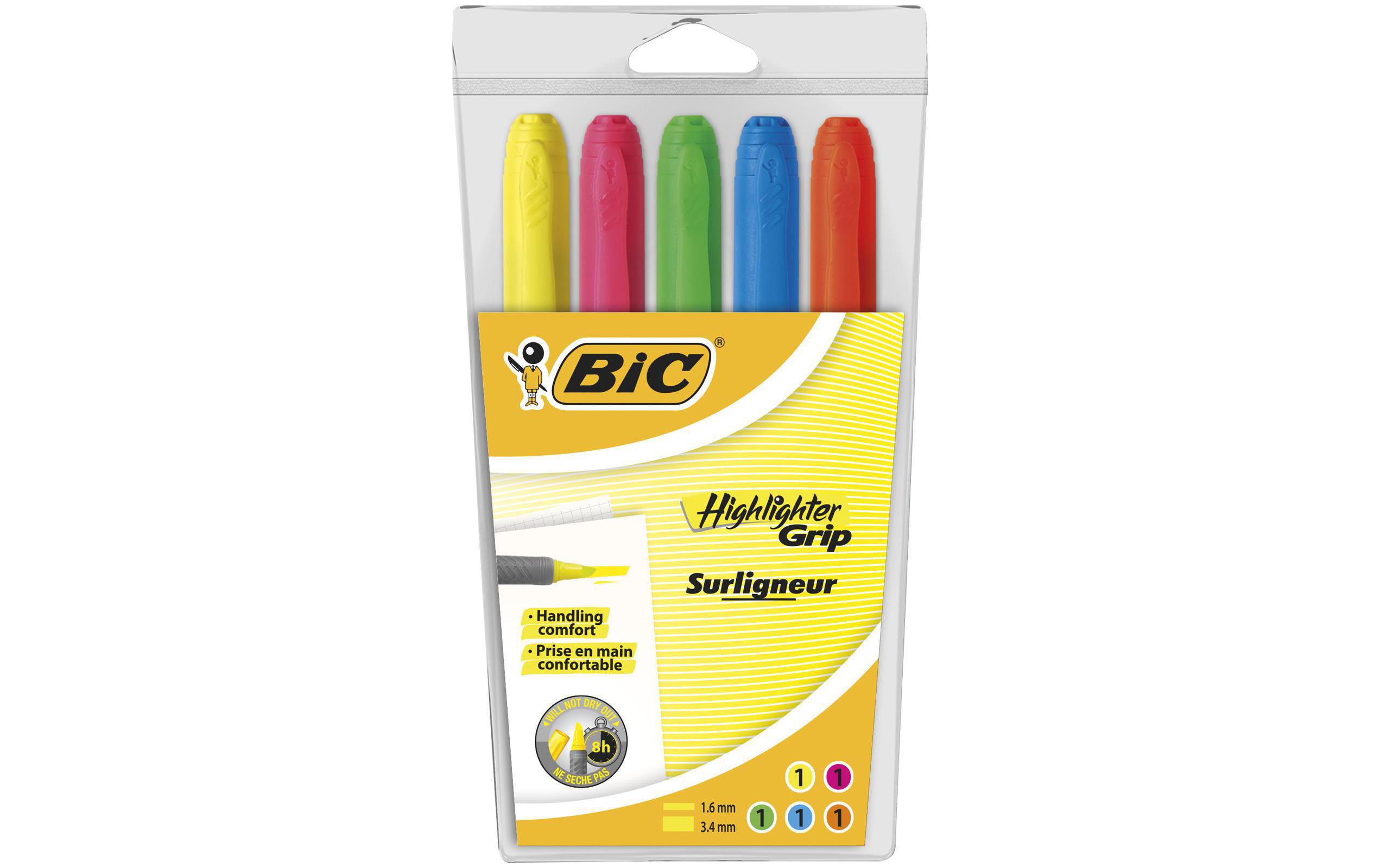 BIC Textmarker Highlighter Grip 5 Stück