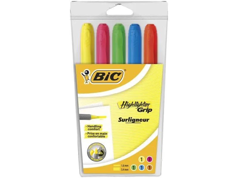 BIC Textmarker Highlighter Grip 5 Stück BIC Textmarker Highlighter Grip 5 Stück