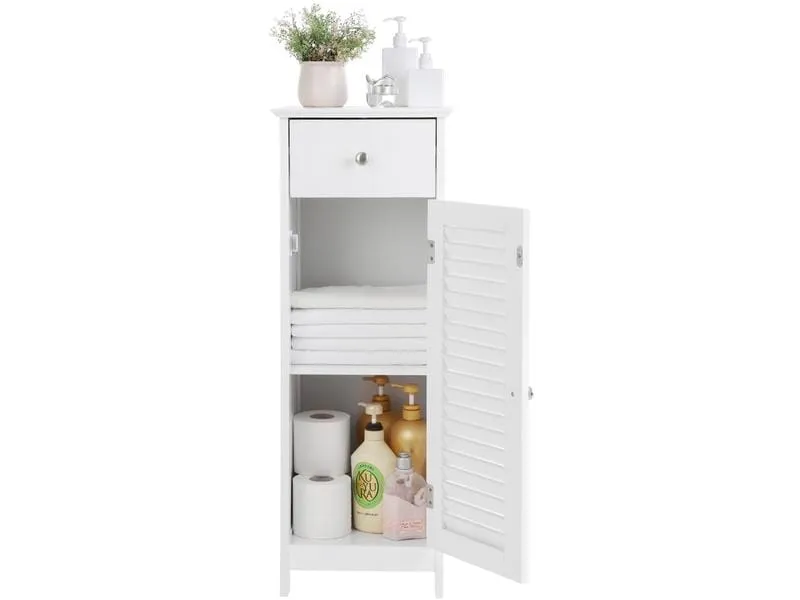 VASAGLE Badezimmerregal mit Tür 32 x 87 cm, Weiss VASAGLE Badezimmerregal mit Tür 32 x 87 cm, Weiss