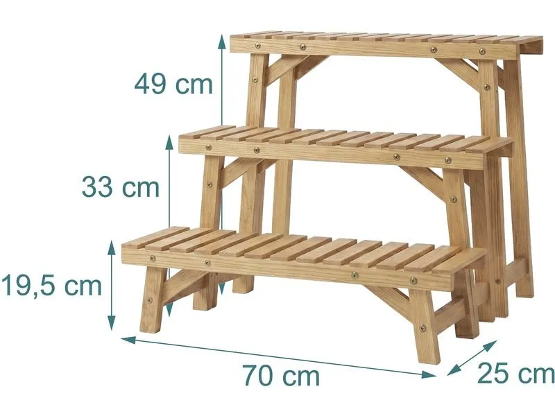relaxdays Blumentreppe Tannenholz, Hellbraun, 3er Set relaxdays Blumentreppe Tannenholz, Hellbraun, 3er Set