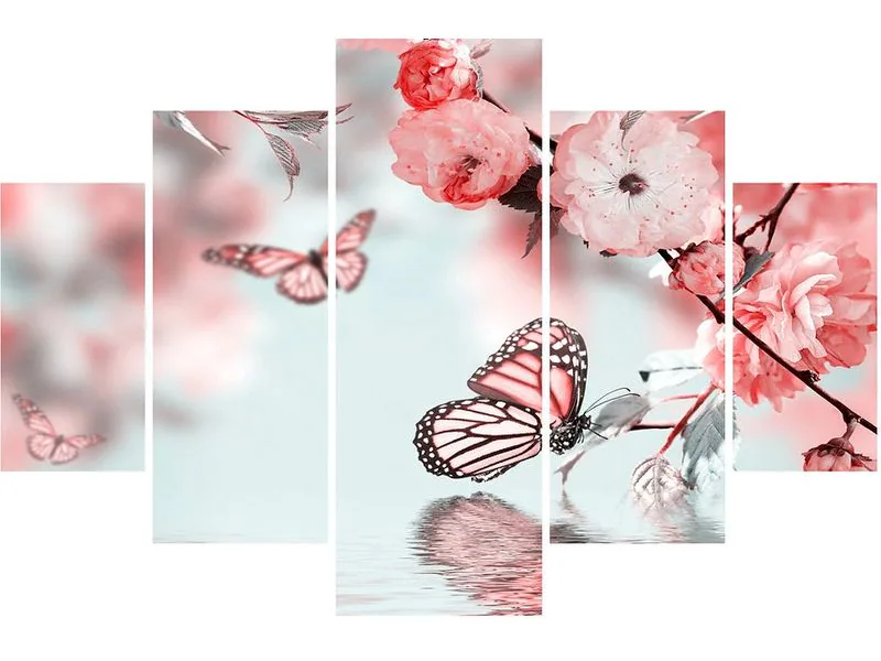 Wallxpert Bild Blütenzeit 5-teilig, 92 x 56 cm