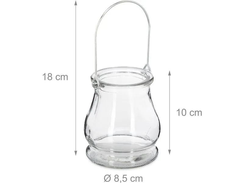 relaxdays Windlicht 10 cm, Glas, 12 Stück