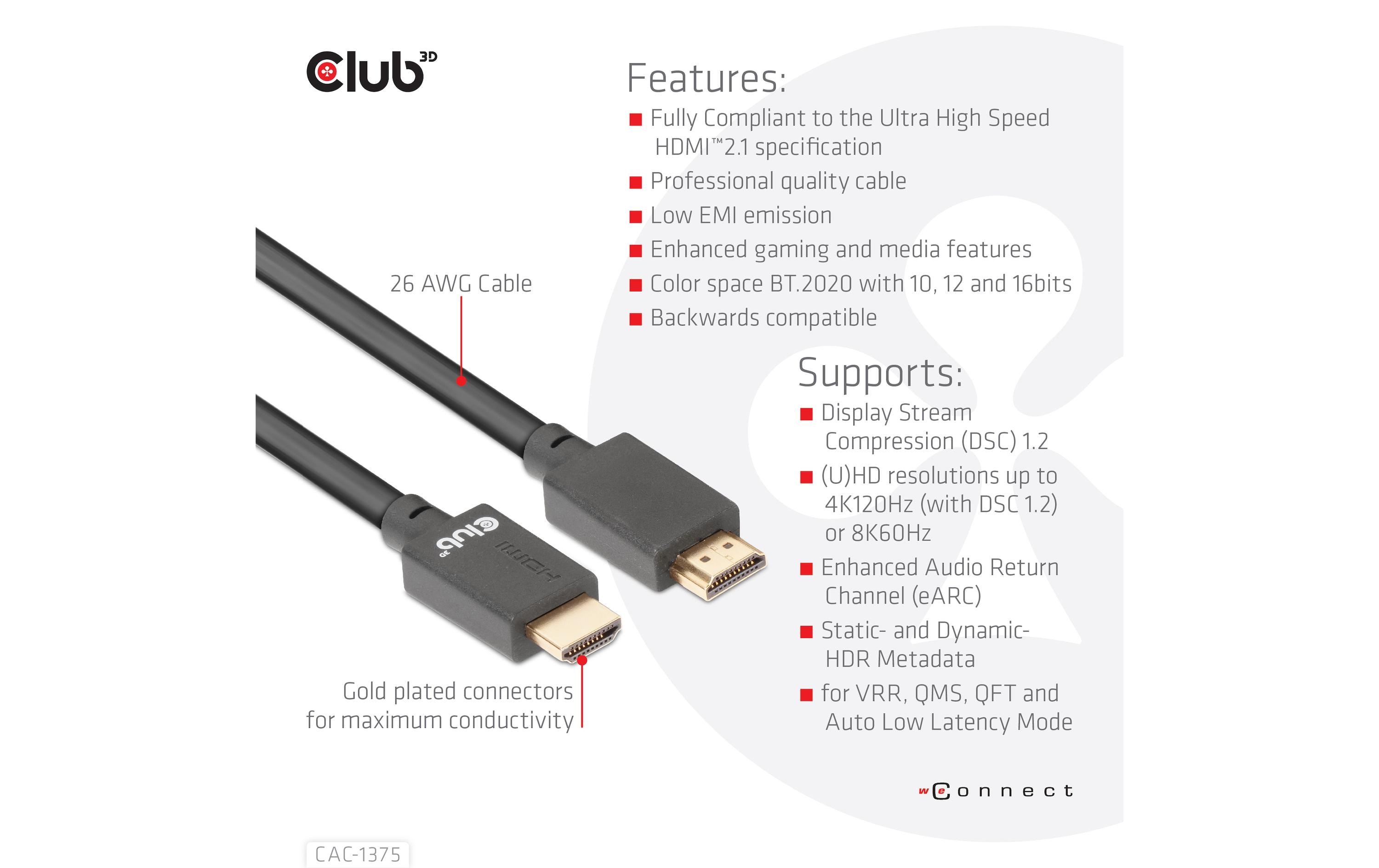 Club 3D Kabel Ultra High Speed 4K120Hz, 8K60Hz HDMI 2.1 - HDMI, 5 m