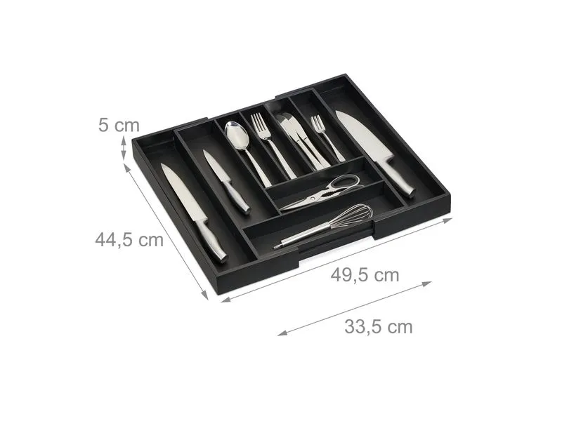 relaxdays Besteckkasten ausziehbar Schwarz