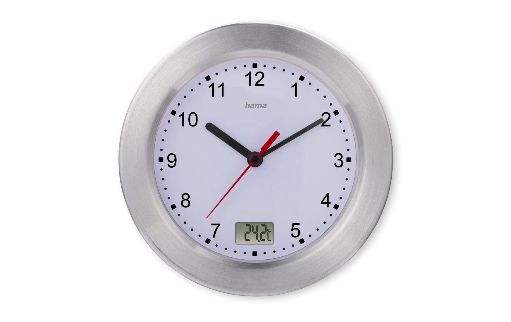 Hama Wanduhr Mauritius Ø 17 cm, Silber/Weiss