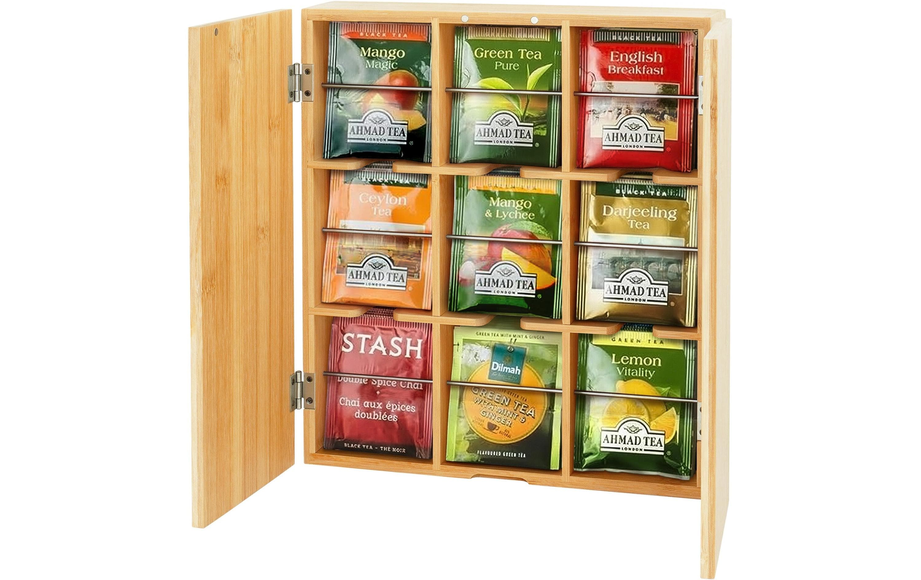 relaxdays Teebeutel-Box Hellbraun