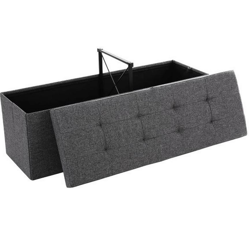 Songmics Sitztruhe mit Klappdeckel 110 x 38 x 38 cm, Dunkelgrau