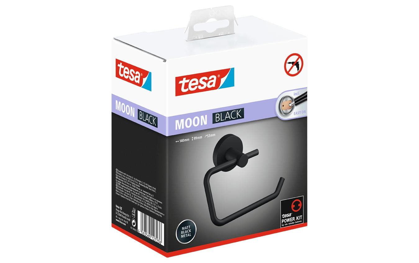 tesa Toilettenpapierhalter ohne Deckel, Moon Black, Schwarz