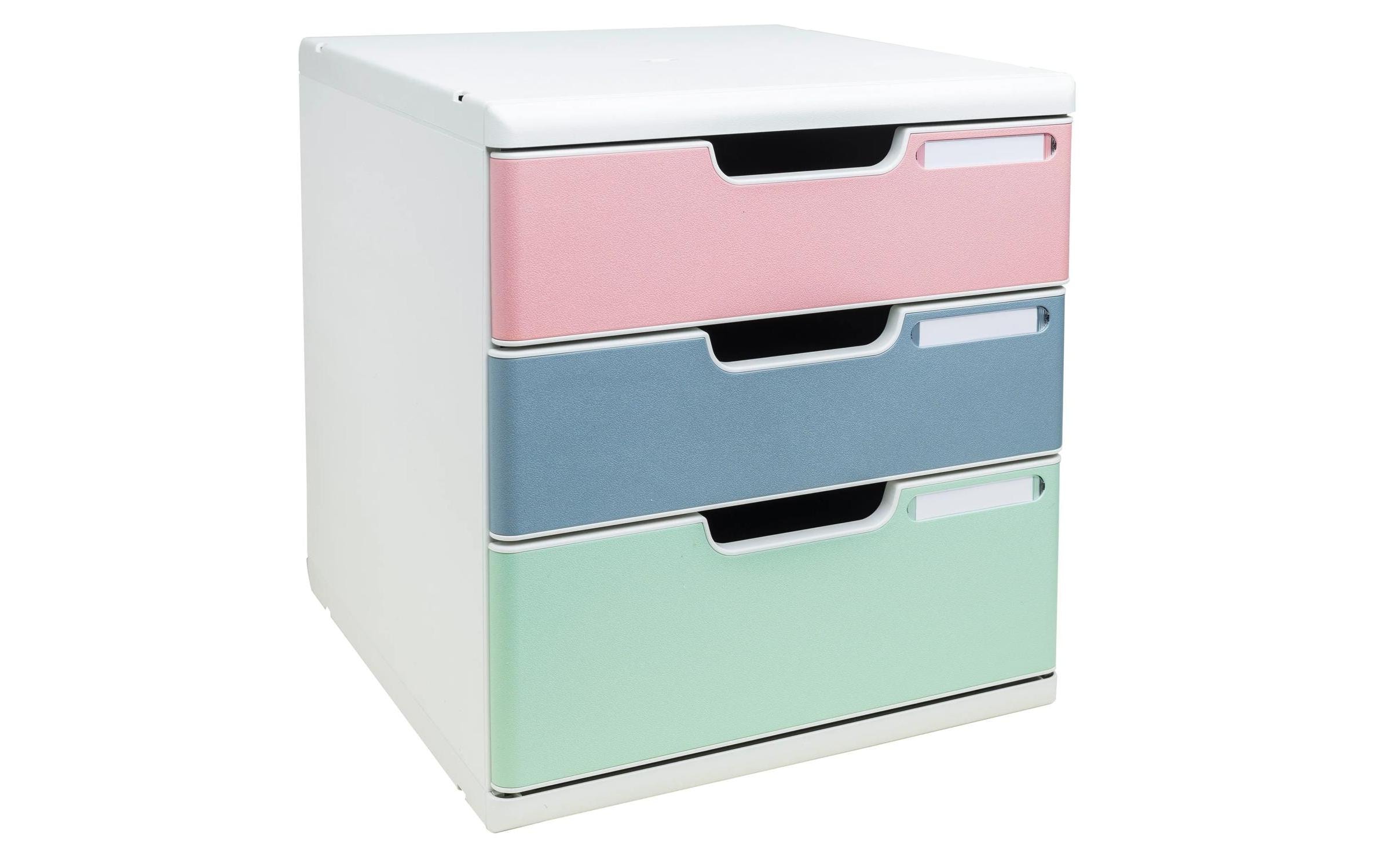 Exacompta Schubladenbox Modulo AutentiK, A4+, 3 Schubladen, Mehrfarbig