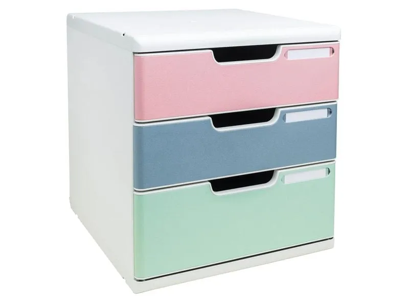 Exacompta Schubladenbox Modulo AutentiK, A4+, 3 Schubladen, Mehrfarbig