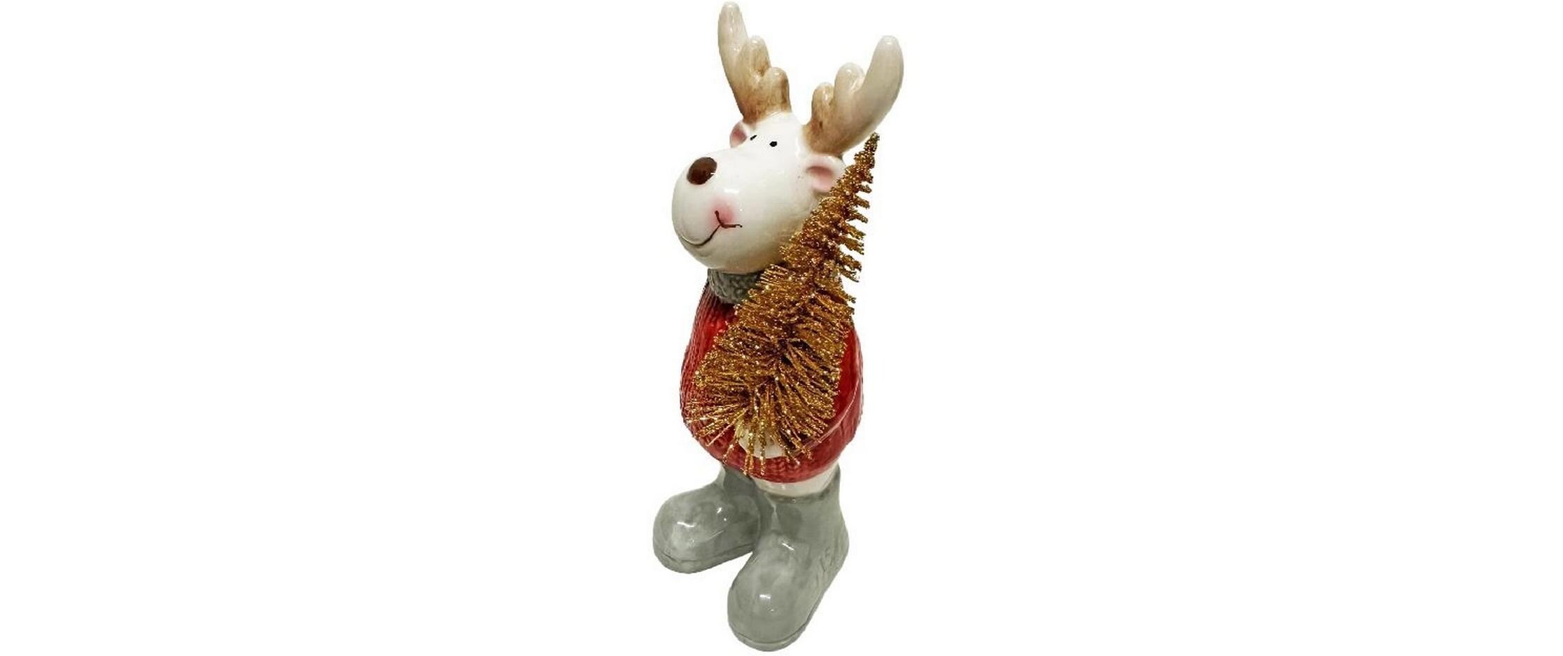 Dameco Weihnachtsfigur Elch mit Baum 15 cm