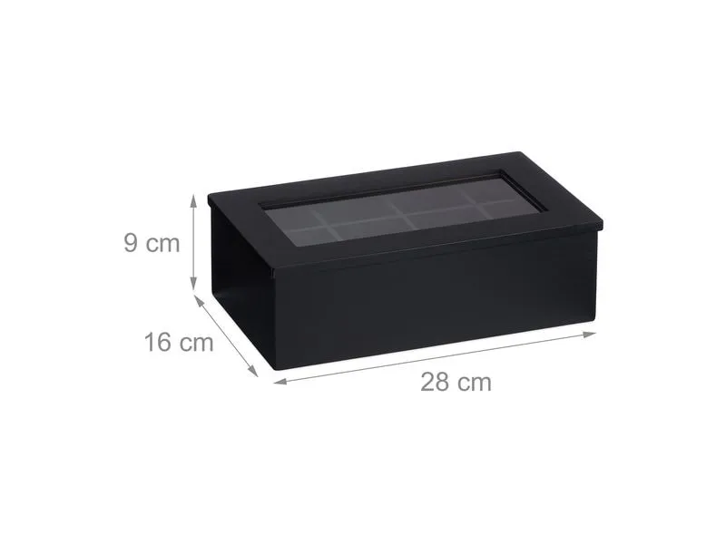 relaxdays Teebeutel-Box 8 Fächer, Schwarz/Transparent relaxdays Teebeutel-Box 8 Fächer, Schwarz/Transparent