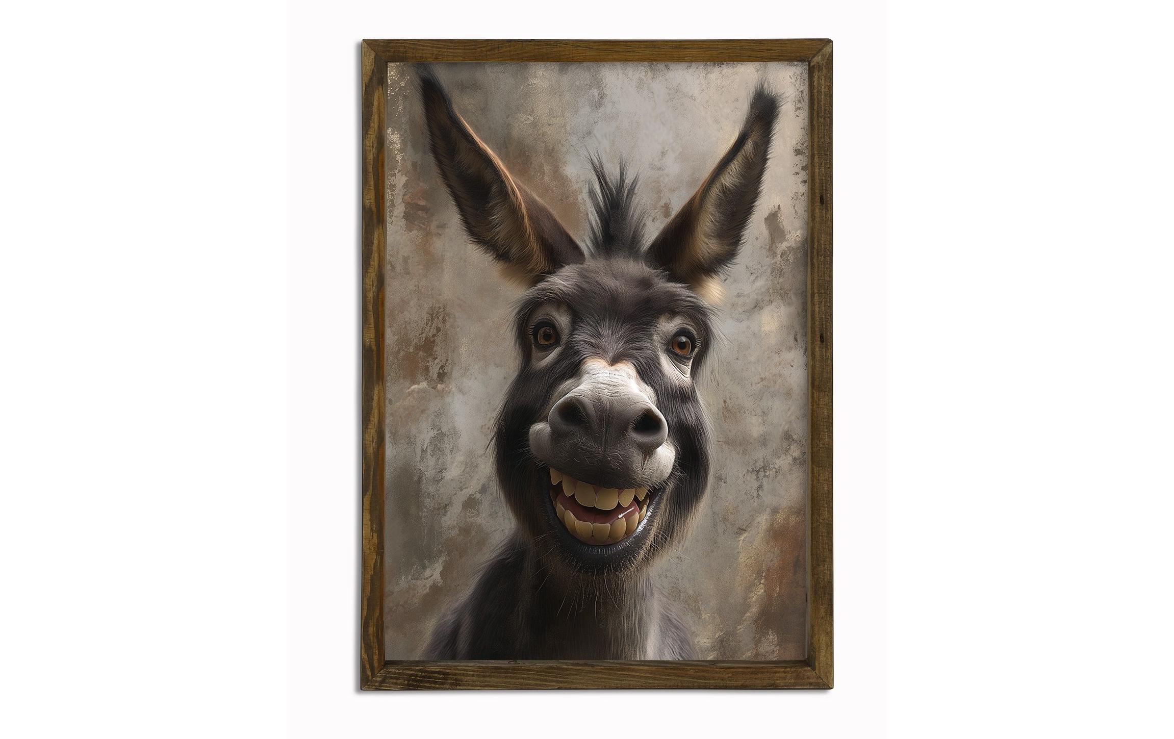 Wallxpert Bild Esel 35 x 47 cm