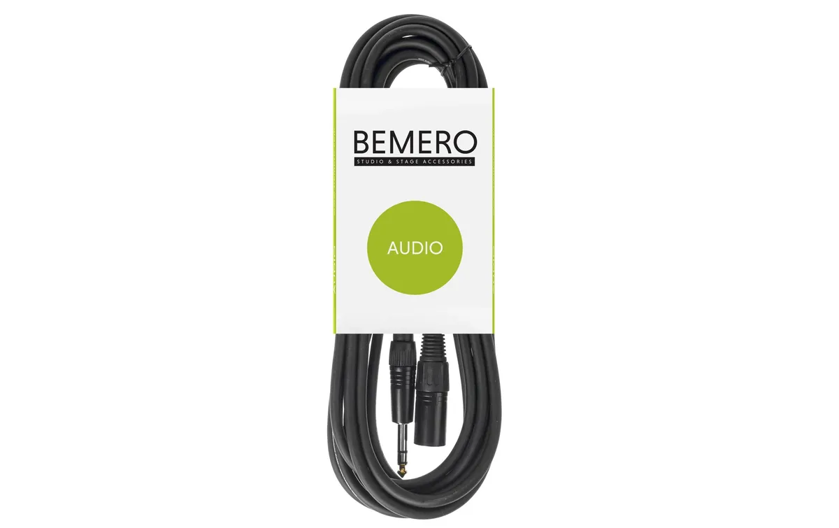 Bemero XLR-Kabel XLRm - 6.3 Klinken symmetrisch 3 m, Schwarz