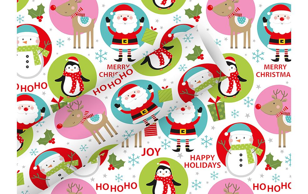 Braun + Company Weihnachtspapier X-Mas, Rentier/Schneemann/Weihnachtsmann