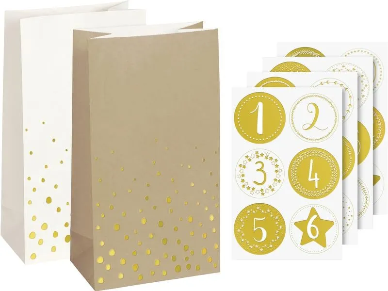 Heyda Adventskalender Set 24 x 13 x 7.5 cm, Gold/Natur/Weiss Heyda Adventskalender Set 24 x 13 x 7.5 cm, Gold/Natur/Weiss