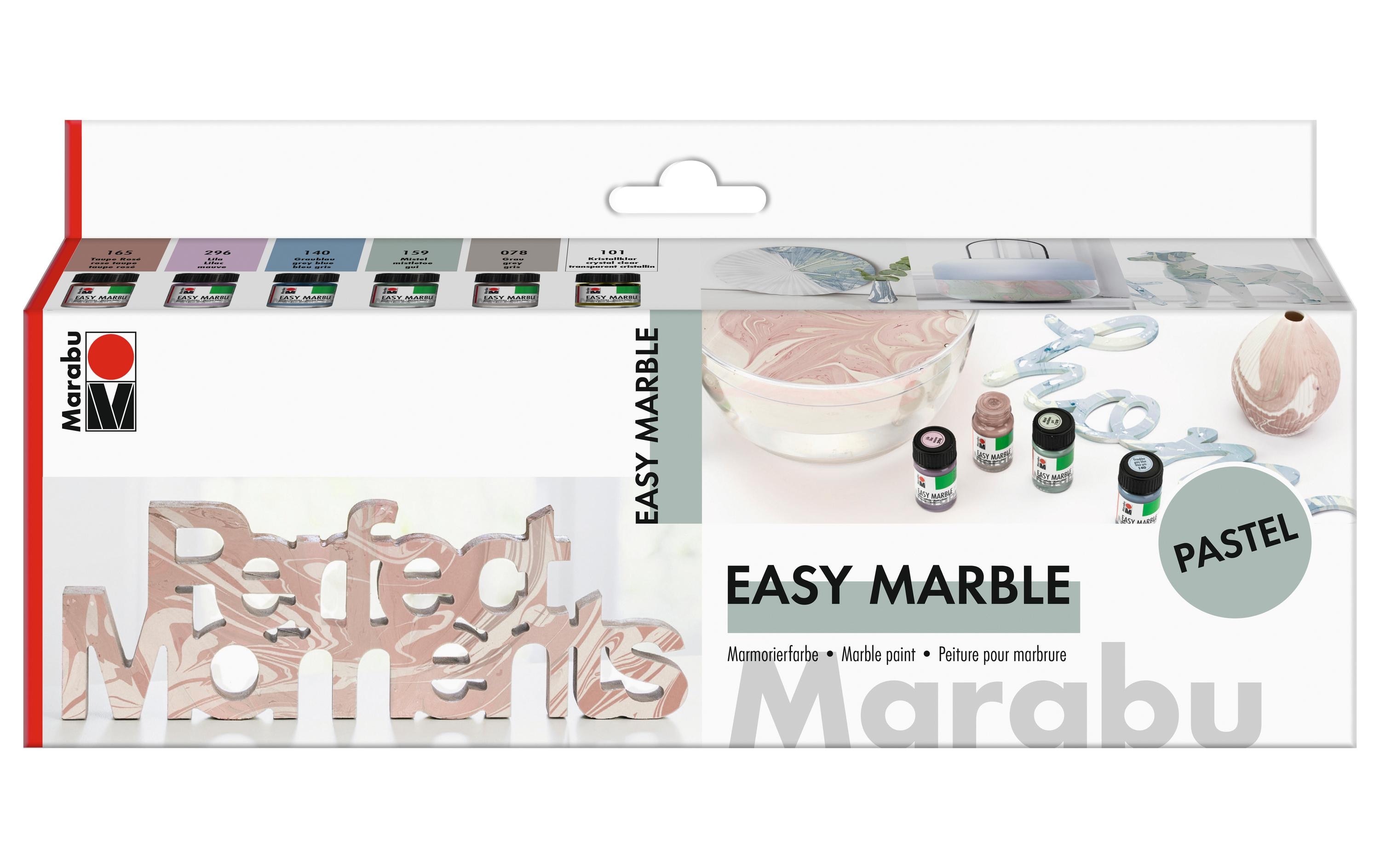 Marabu Marmorierfarbe Easy Marble 6 x 15 ml, Pastell Marabu Marmorierfarbe Easy Marble 6 x 15 ml, Pastell