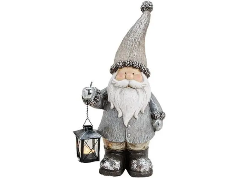 G. Wurm Teelichthalter Nikolaus Weihnachtsdeko, Grau/Weiss