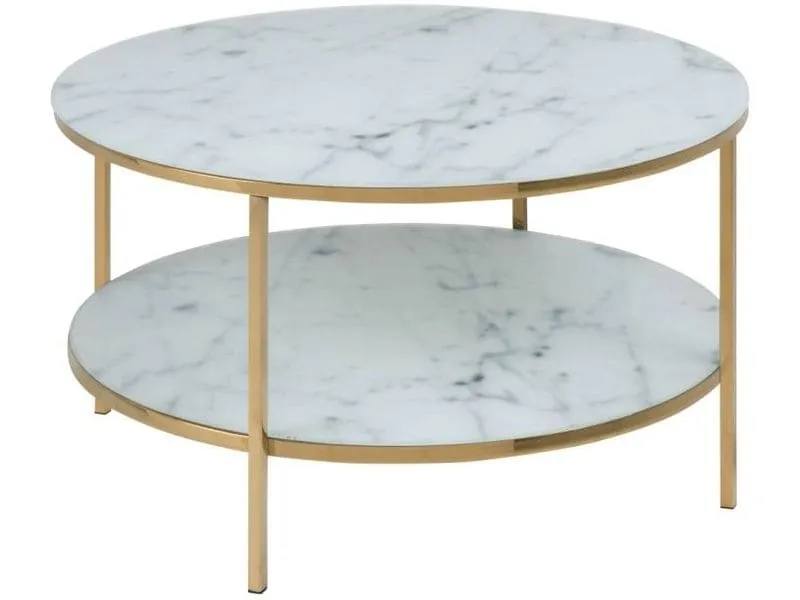 AC Design Couchtisch Alisma Ø 80 x 45 cm, Gold/Weiss AC Design Couchtisch Alisma Ø 80 x 45 cm, Gold/Weiss