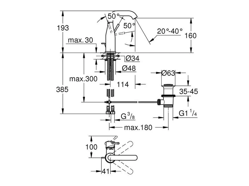 GROHE Essence New Schwenkauslauf AquaGuide Mattschwarz GROHE Essence New Schwenkauslauf AquaGuide Mattschwarz