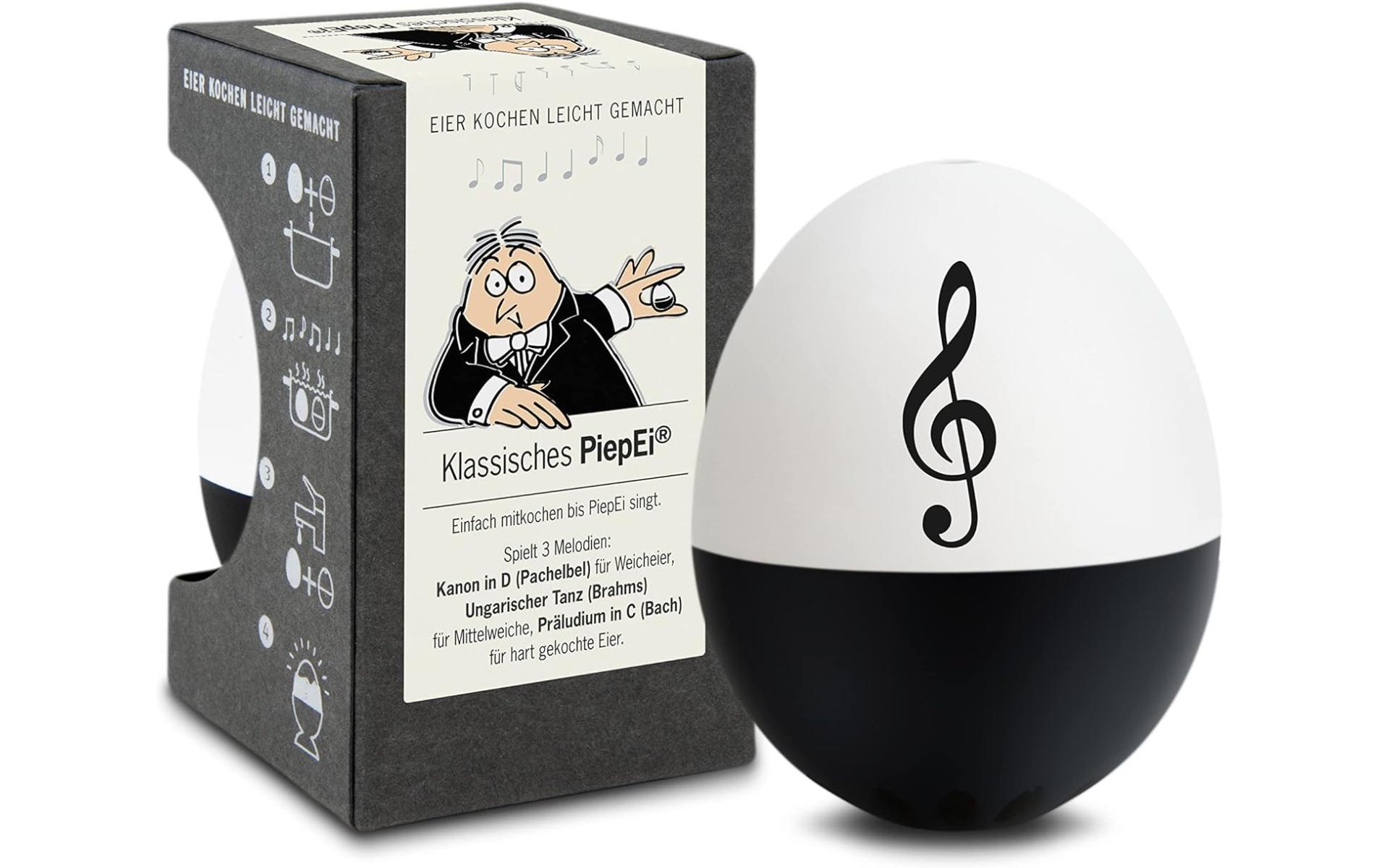 PiepEi Küchentimer Singende Eieruhr Klassisch, Schwarz / Weiss