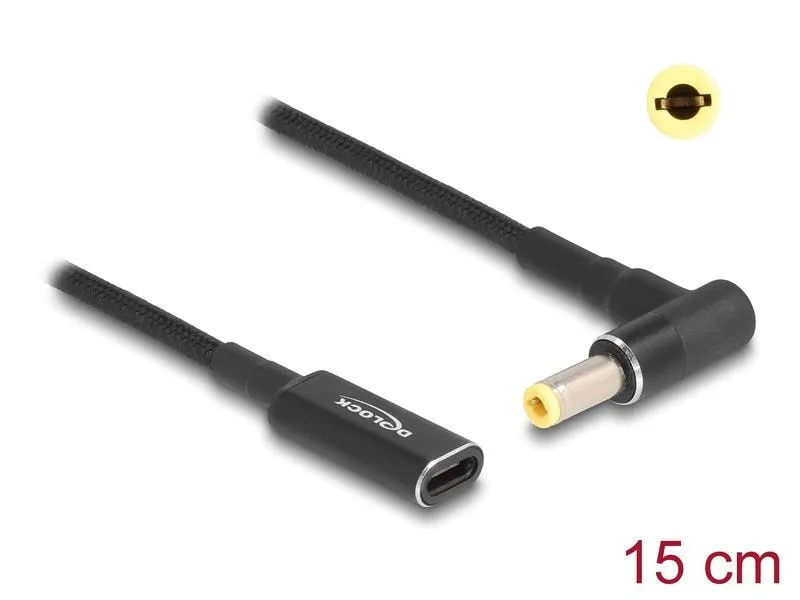 Delock Ladekabel USB-C zu 5.5 x 2.5 mm Stecker 90° gewinkelt, 15 cm Delock Ladekabel USB-C zu 5.5 x 2.5 mm Stecker 90° gewinkelt, 15 cm