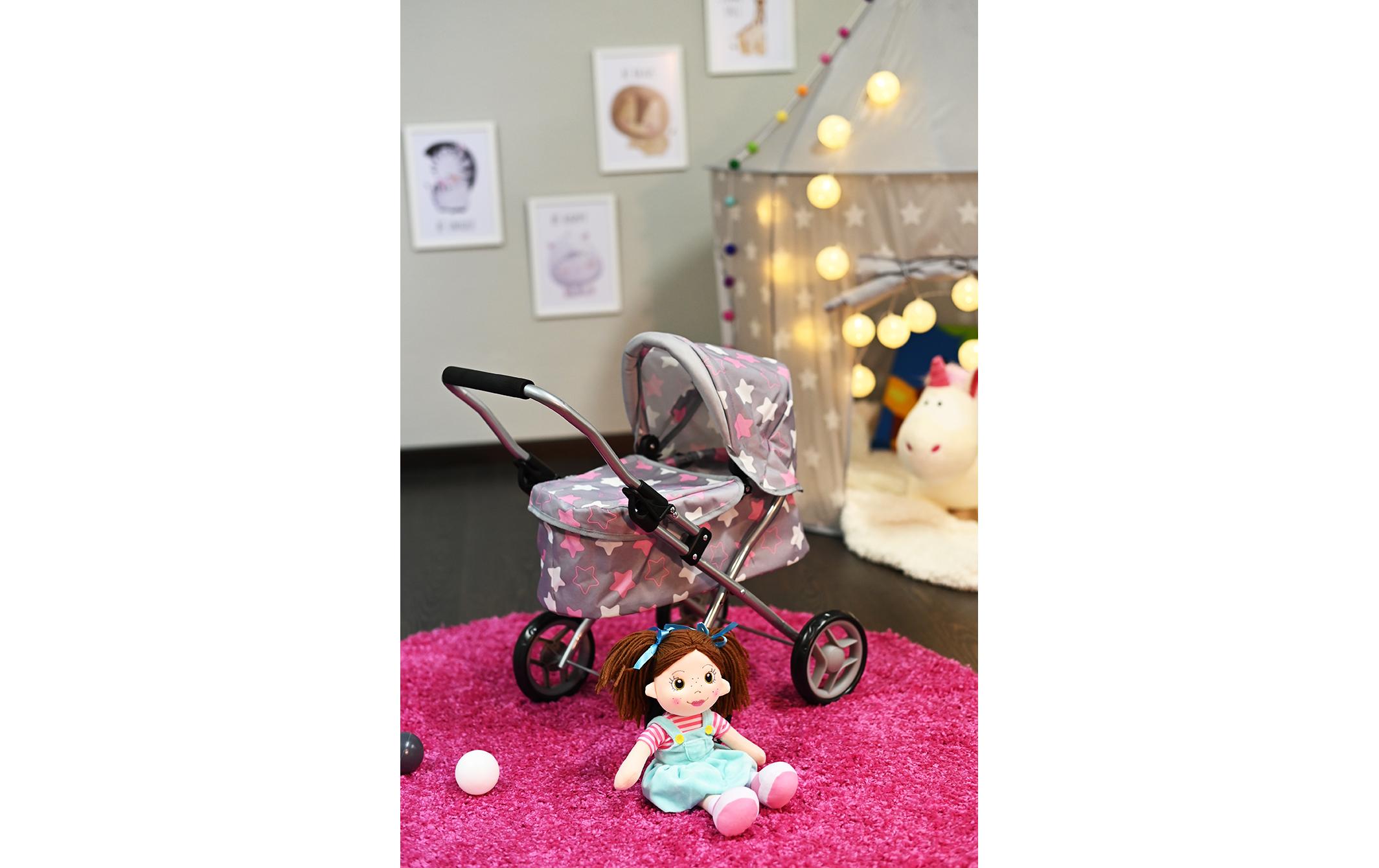 Knorrtoys Puppenbuggy Mini Lilli Star Grey Pink