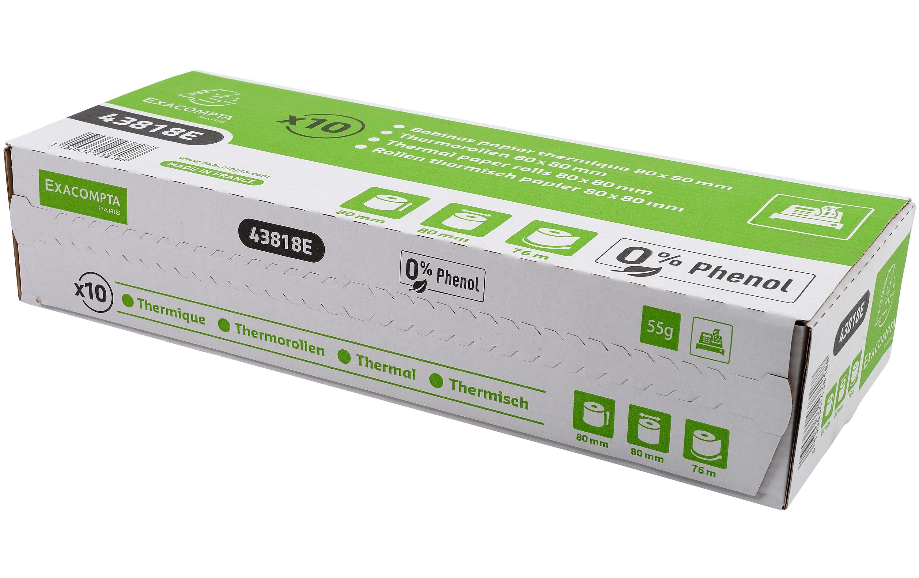 Exacompta Thermo-Papierrolle 80 x 80 x 12 mm, 76 m, 10 Stück