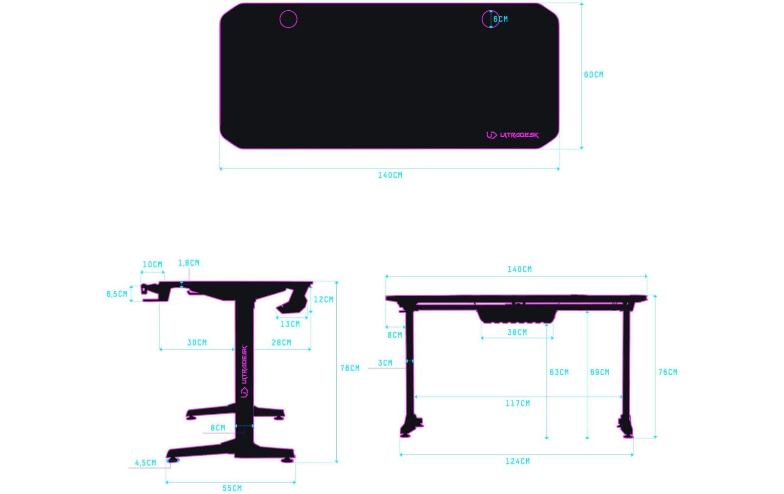 Ultradesk Gaming Tisch Frag Schwarz