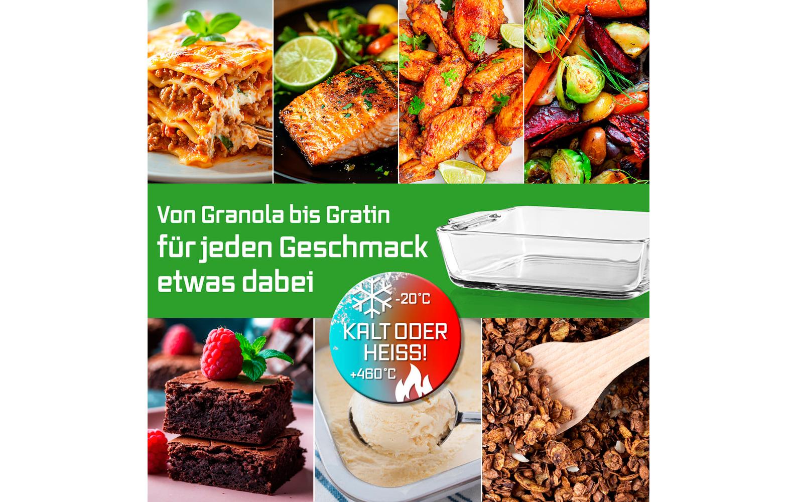 GOURMETmaxx Auflaufform Eckig, Transparent, 800 ml