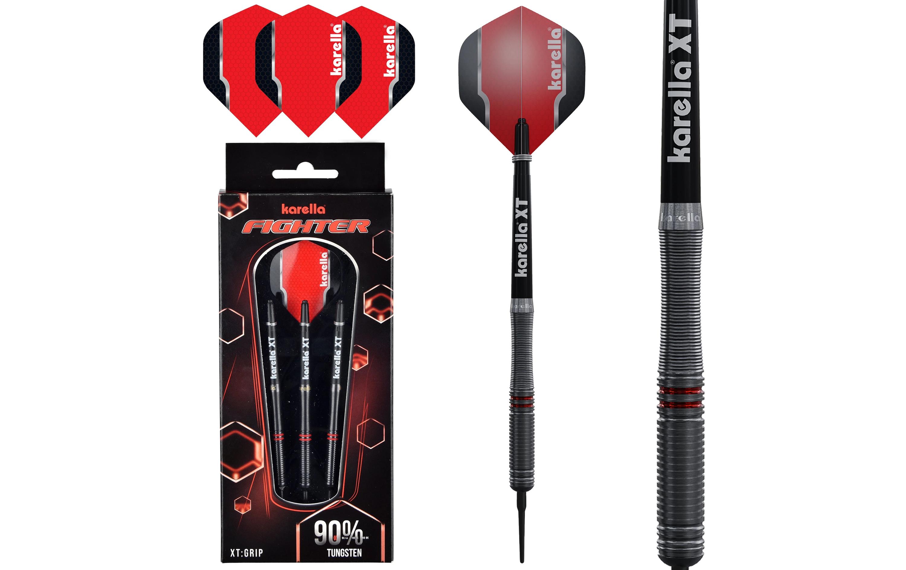 Karella Dartpfeile Softdart Fighter 20g, 3 Stück – Schwarz