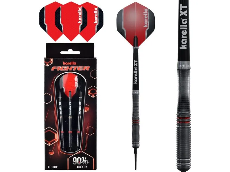Karella Dartpfeile Softdart Fighter 20g, 3 Stück – Schwarz