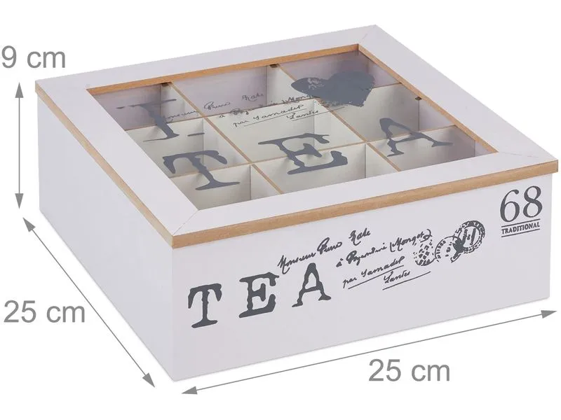 relaxdays Teebeutel-Box Grau/Weiss