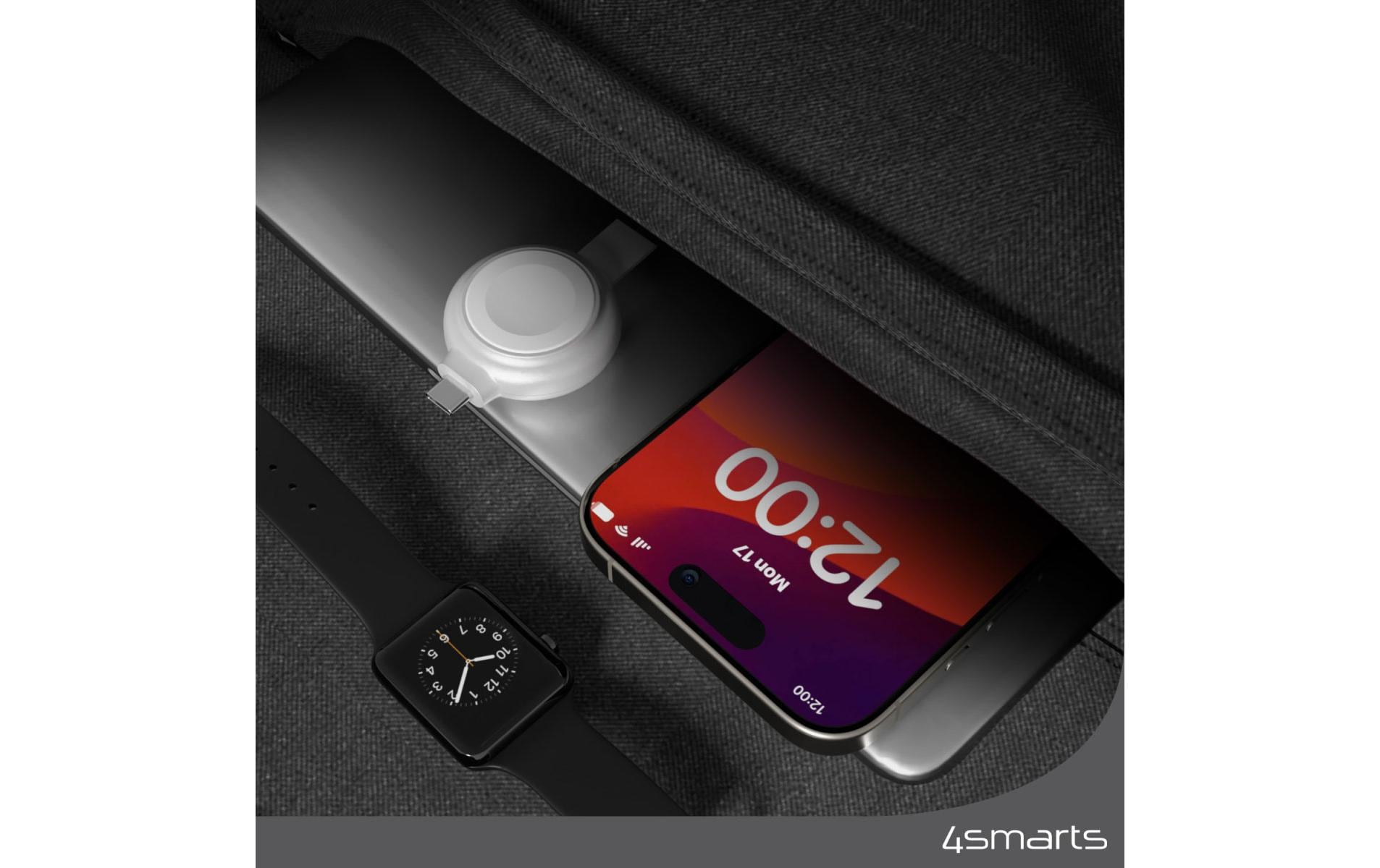 4smarts Ladekabel Apple Watch Charger QI2.0 Silber