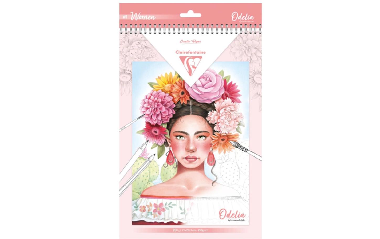 Clairefontaine Malblock Odelia Frauen A4, 20 Blatt, 6 Motive