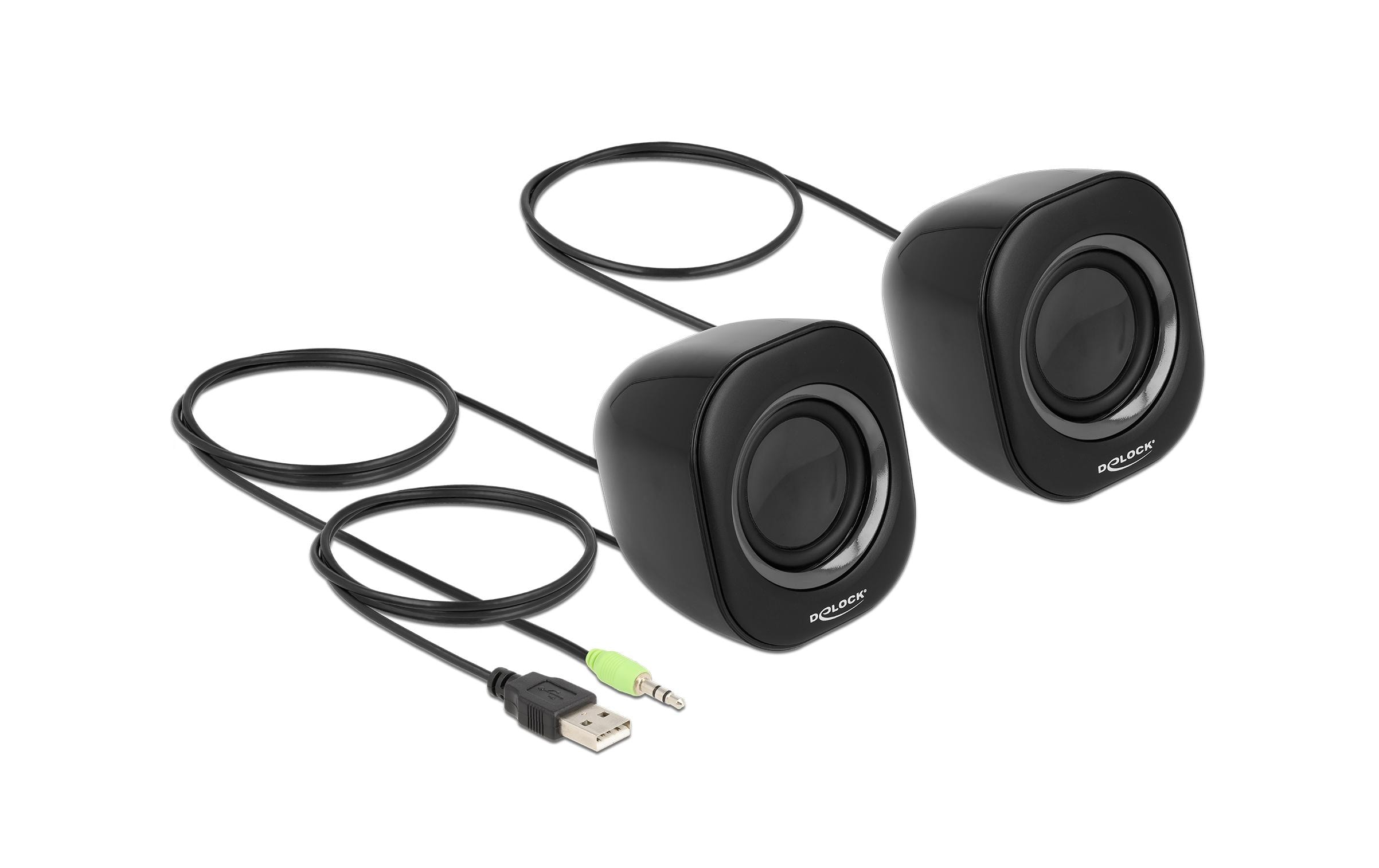 Delock PC-Lautsprecher Mini Stereo 3.5 mm Klinke, USB-Strom