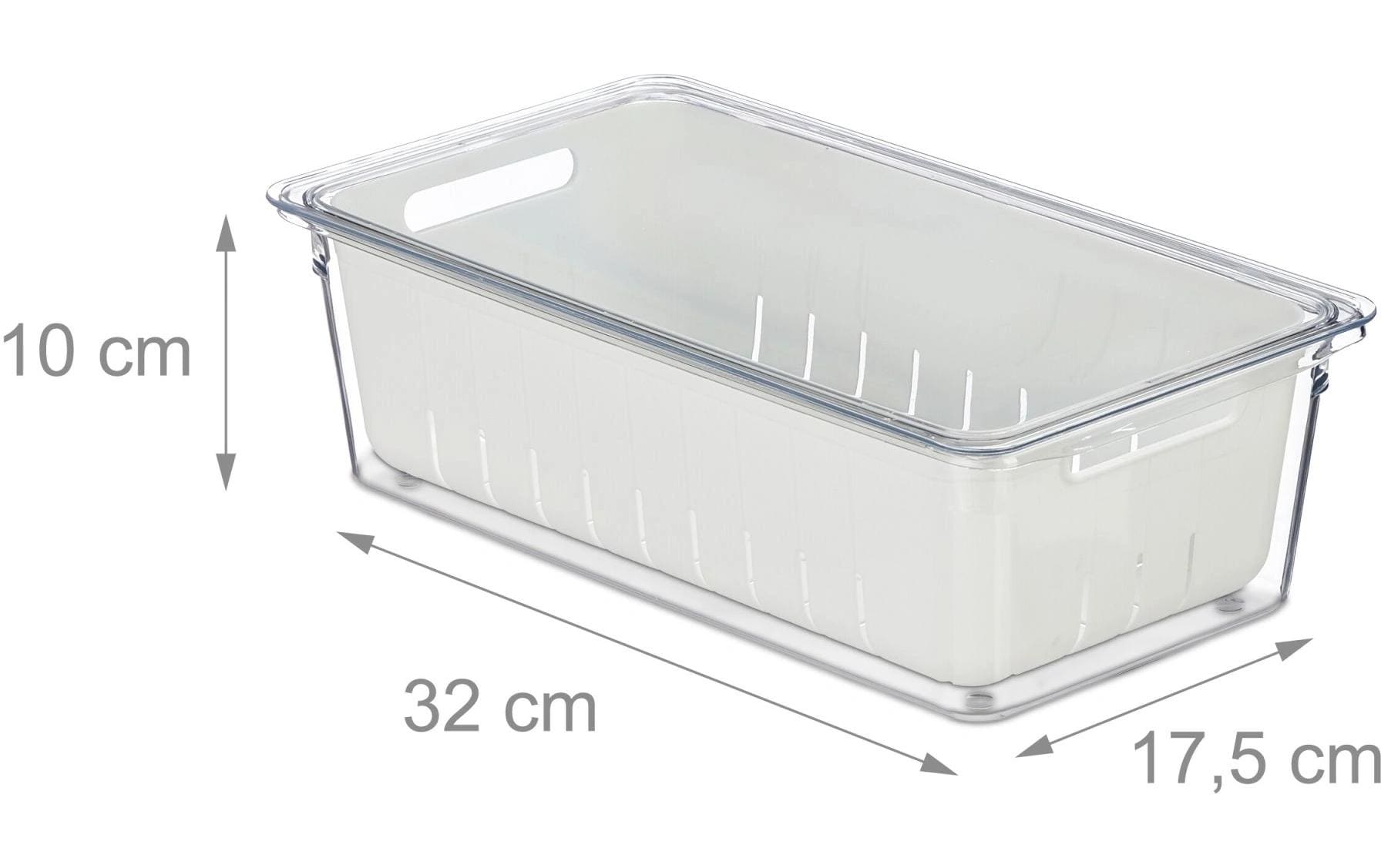 relaxdays Kühlschrankorganizer 600 g, 2 Stück, Transparent/Weiss