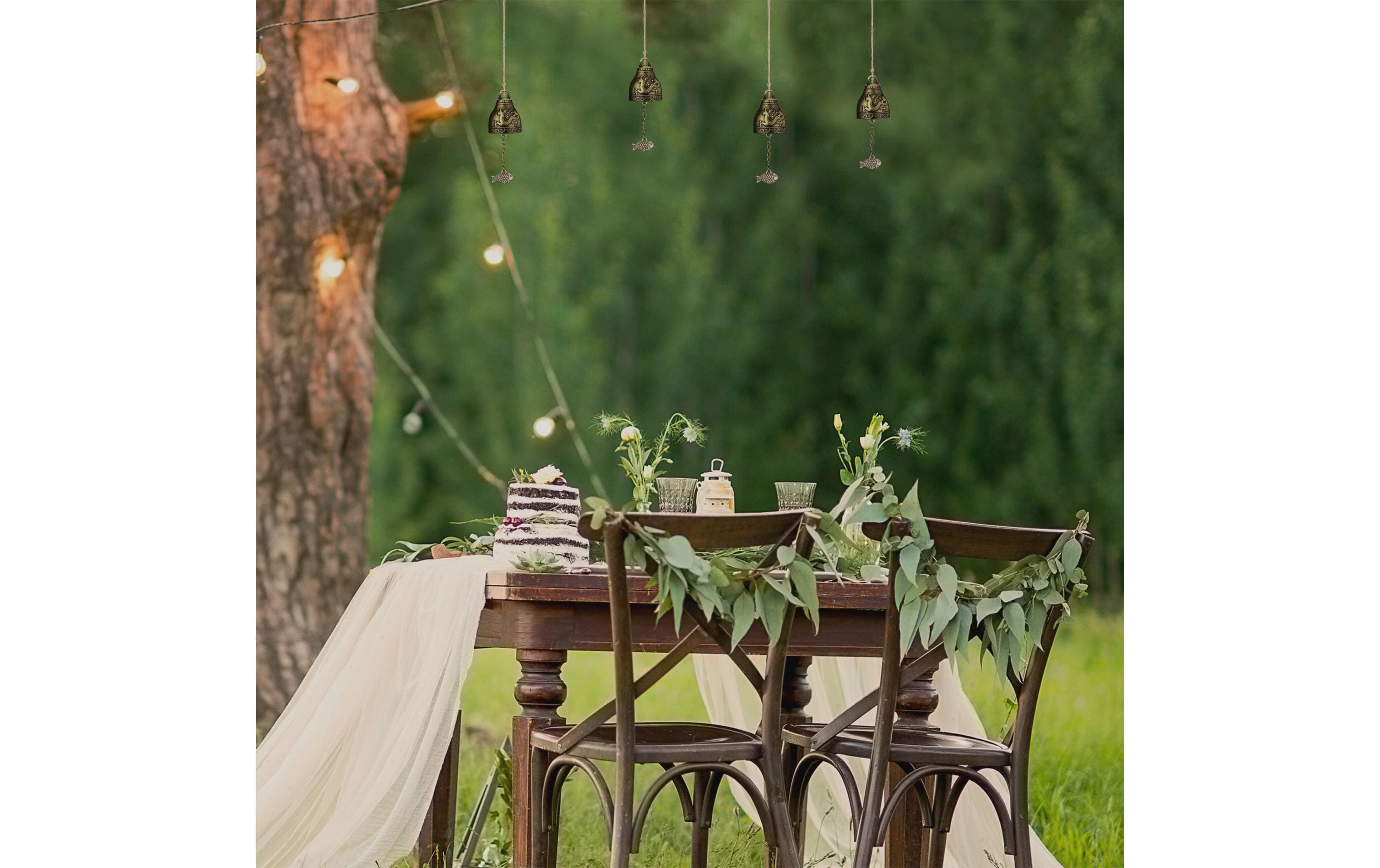 relaxdays Windspiel Feng-Shui 4 Stück, Gold