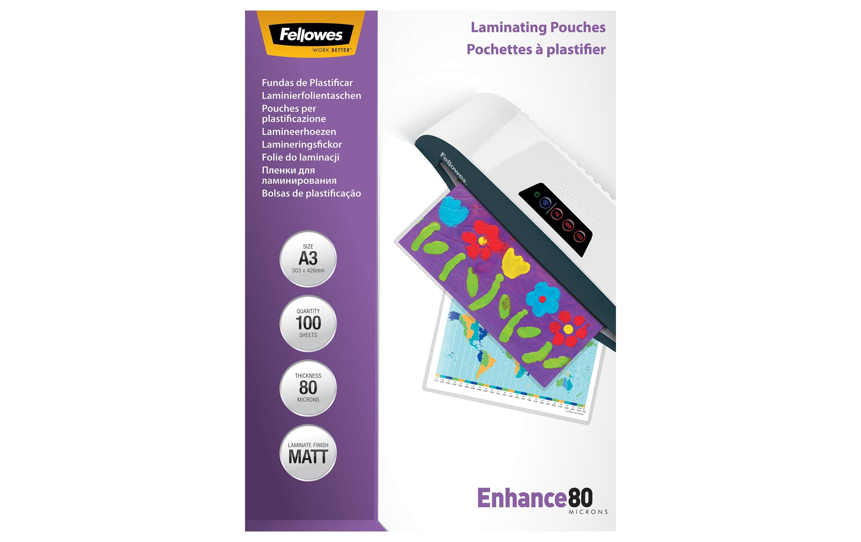 Fellowes Laminierfolie A3, 80 µm, 100 Stück, Matt Fellowes Laminierfolie A3, 80 µm, 100 Stück, Matt