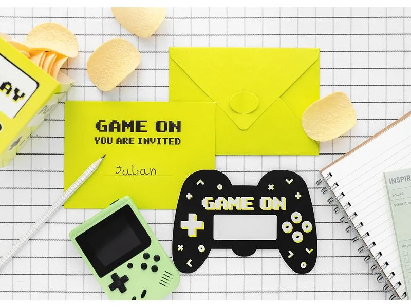 Partydeco Einladungskarte Game Controller mix, 6 Stück
