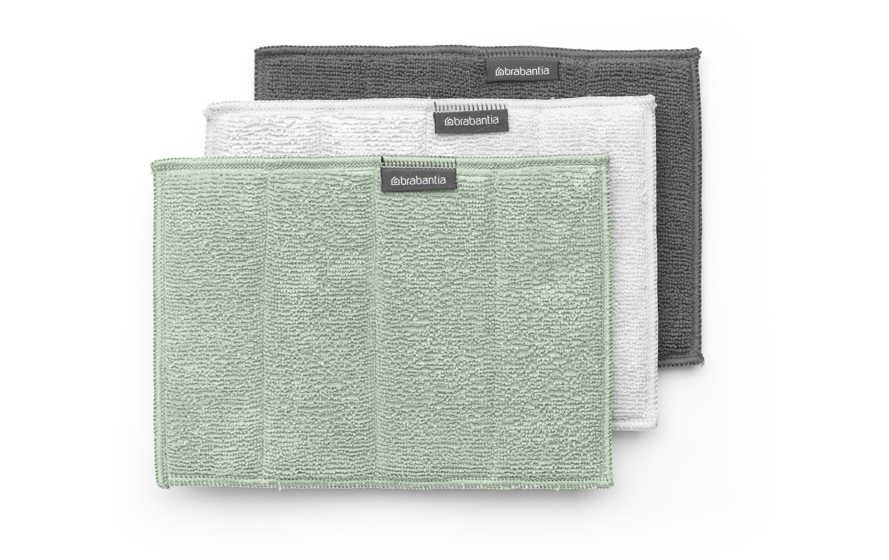 Brabantia Mikrofaser-Reinigungstuch 3 Stück, Grau/Hellgrün/Weiss