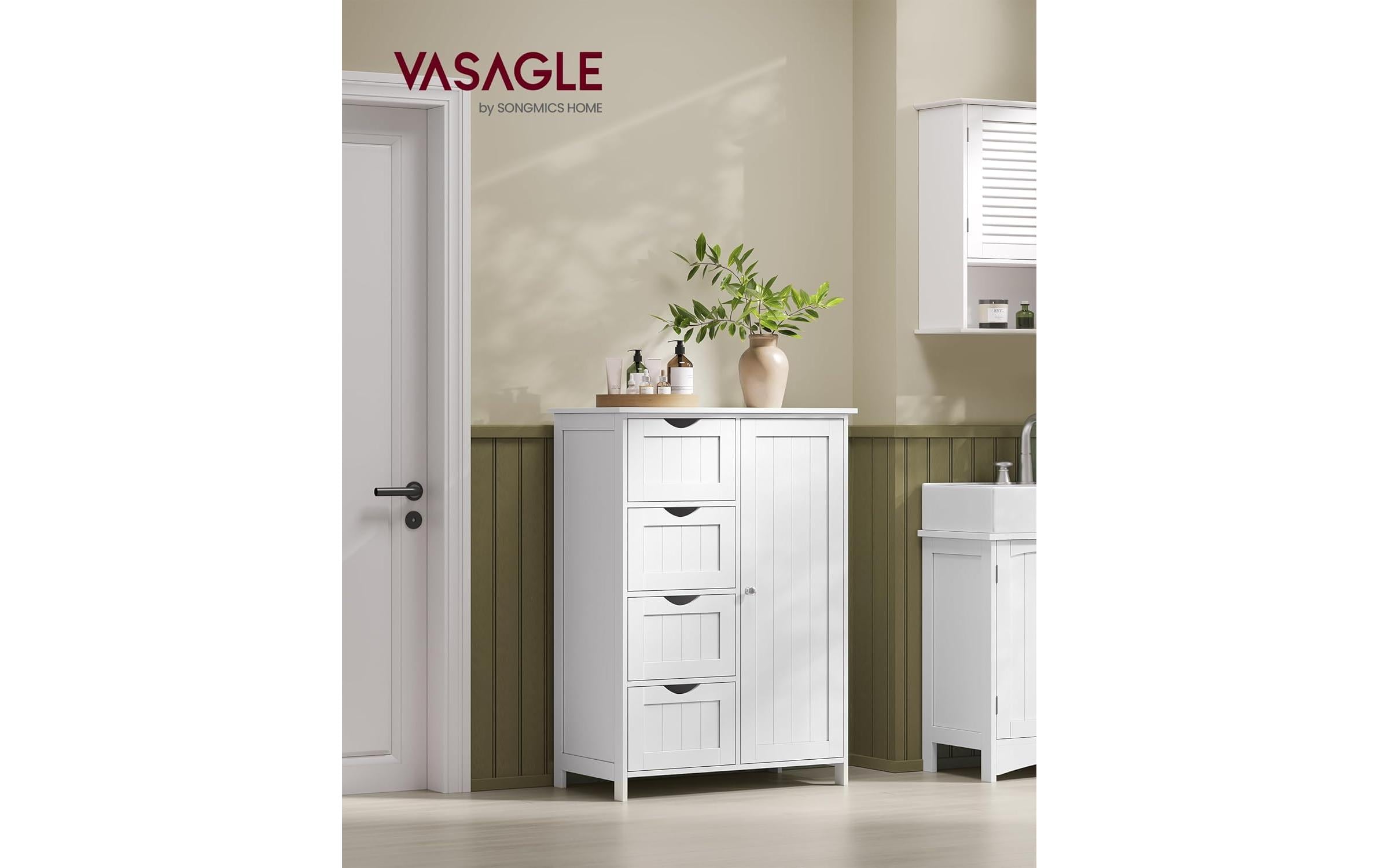 VASAGLE Badezimmerschrank 55 x 82 cm, Weiss
